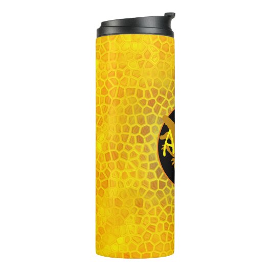 黄色パーソナライズされたの恐竜の隠れ家 タンブラー (回転左)