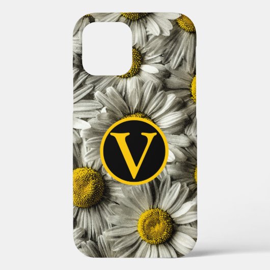 黄色パーソナライズされたの白と黒のデイジー花 Case-Mate iPhoneケース (裏面)