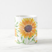 黄色パーソナライズされたひまわり模様コーヒーマグ コーヒーマグカップ (中央)