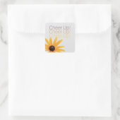 黄色パーソナライズされたエレガント花茶色応援アップ スクエアシール (バッグ)