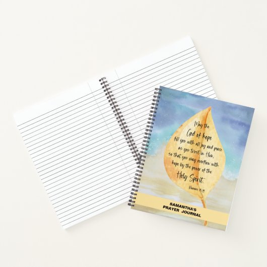 黄色パーソナライズされたブルーバイブル祈りの言葉 ノートブック (内部)
