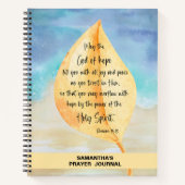 黄色パーソナライズされたブルーバイブル祈りの言葉 ノートブック (正面)