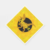 黄色パーソナライズされた恐竜 スタンダードランチョンナプキン (角)