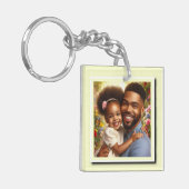 黄色パーソナライズされた枠の2枚の写真 キーホルダー (正面左)