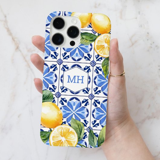 黄色パーソナライズされた水色レモンシトラスフルーツ Case-Mate iPhoneケース