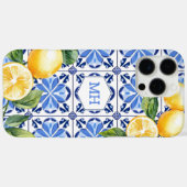 黄色パーソナライズされた水色レモンシトラスフルーツ Case-Mate iPhoneケース (裏面 (横))
