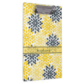 黄色パーソナライズされた灰色の炭モダンフローラ クリップボード (右)