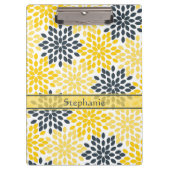 黄色パーソナライズされた灰色の炭モダンフローラ クリップボード (正面)
