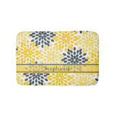 黄色パーソナライズされた灰色の炭モダンフローラ バスマット (正面)