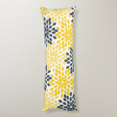 黄色パーソナライズされた灰色の炭モダンフローラ ボディピロー (裏面 (縦))