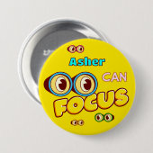 黄色パーソナライズされた確認双眼鏡おもしろい 缶バッジ (正面&裏面)