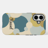 黄色パーソナライズされた青色分子iPhoneケース Case-Mate iPhoneケース (裏面 (横))