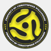 黄色パーソナライズされた45レコード挿入 ラウンドシール (正面)