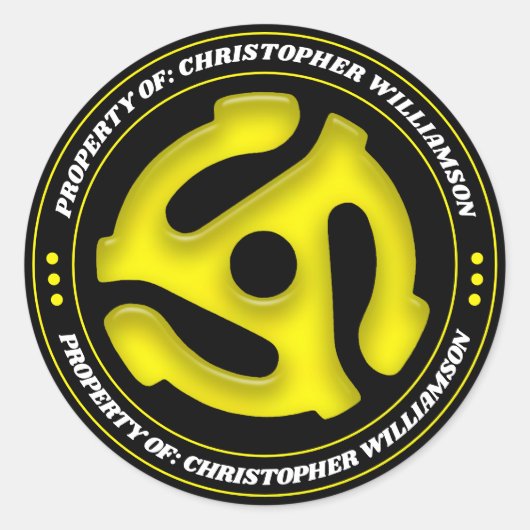 黄色パーソナライズされた45レコード挿入 ラウンドシール (正面)