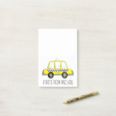 黄色パーソナライズされたNYCタ市松模様にクシーCabポスト ポストイット (デスク上)