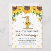 黄色ヒマワリの1歳誕生日招待状 女の子 招待状 (正面)