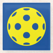 黄色ピックボールデザイングラス飲料コースター ガラスコースター (正面)