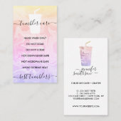 黄色ピンクのタンブラーお手入れ説明オンブレビニール 名刺 (正面/裏面)