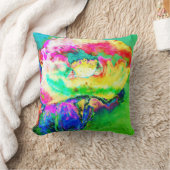 黄色ピンクの抽象芸術ポピー抽象芸術の水色 クッション (ブランケット)