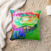 黄色ピンクの抽象芸術ポピー抽象芸術の水色 クッション (ブランケット)