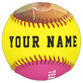 黄色ピンクチーム名選手番号写真 ソフトボール (裏面)