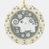 黄色ファンシー灰色ホワイトエレファントフローラオーナメント セラミックオーナメント (裏面)