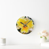 黄色ファンシー蘭の丸時計 ラウンド壁時計 (ホーム)