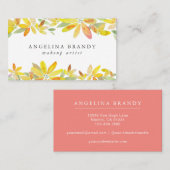 黄色フェミニンの水色花模様 名刺 (正面/裏面)