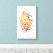 黄色フクロウのキャンバスぶら下がったウォール キャンバスプリント (インサイチュ (ウッドフロア))