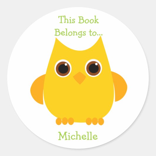 黄色フクロウ ラウンドシール (正面)