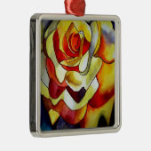 黄色フリーシアの水の色のオリジナルは花 メタルオーナメント (右)