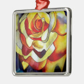 黄色フリーシアの水の色のオリジナルは花 メタルオーナメント (左)