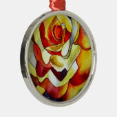 黄色フリーシアの水の色のオリジナルは花 メタルオーナメント (右)