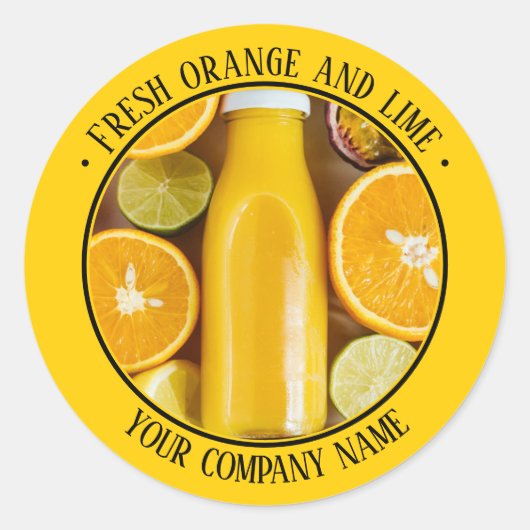 黄色フレッシュオレンジとライム製品プロモーション ラウンドシール (正面)
