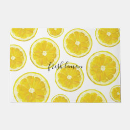 黄色フレッシュレモンスライスカスタム文字 ドアマット