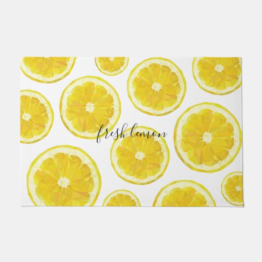 黄色フレッシュレモンスライスカスタム文字 ドアマット (正面)