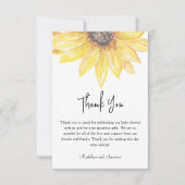 黄色フローラひまわり赤ちゃんシャワー サンキューカード (正面)