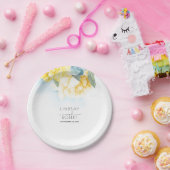 黄色フローラほこりっぽい青い水色結婚の色 ペーパープレート (パーティー)