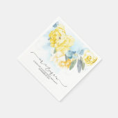 黄色フローラほこりっぽい青結婚水色 スタンダードカクテルナプキン (角)