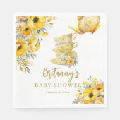 黄色フローラティーパーティーカップ赤ちゃんシャワー スタンダードランチョンナプキン (正面)
