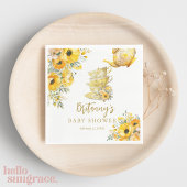 黄色フローラティーパーティーカップ赤ちゃんシャワー スタンダードランチョンナプキン