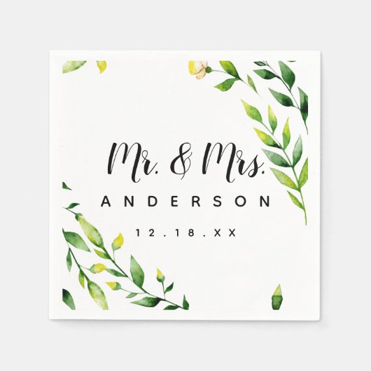 黄色フローラナプキン花春の結婚式夏 スタンダードカクテルナプキン (正面)