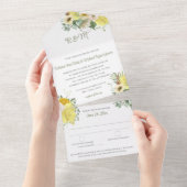 黄色フローラモノグラ結婚ム病 オールインワン招待状 (貼ってはがせる)
