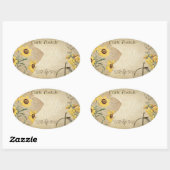 黄色フローラヴィンテージフランスのポストカードスクラップブック 楕円形シール (シート)
