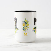 黄色フローラヴィンテージ裁縫機械モノグラム ツートーンマグカップ (中央)