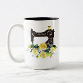 黄色フローラヴィンテージ裁縫機械モノグラム ツートーンマグカップ (左)