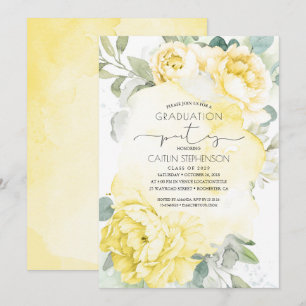 黄色フローラ植物緑化卒業 招待状