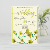 黄色フローラ水結婚色 招待状 (スタンド正面)