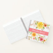 黄色フローラ水色の素朴な木のカスタム正方形 ノートブック (内部)