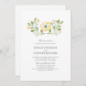 黄色フローラ水色リハーサルディナー 招待状 (正面/裏面)